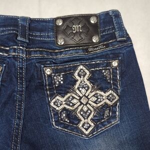 Miss Me Blue Boot Cut Jeans with Silver Embellishments